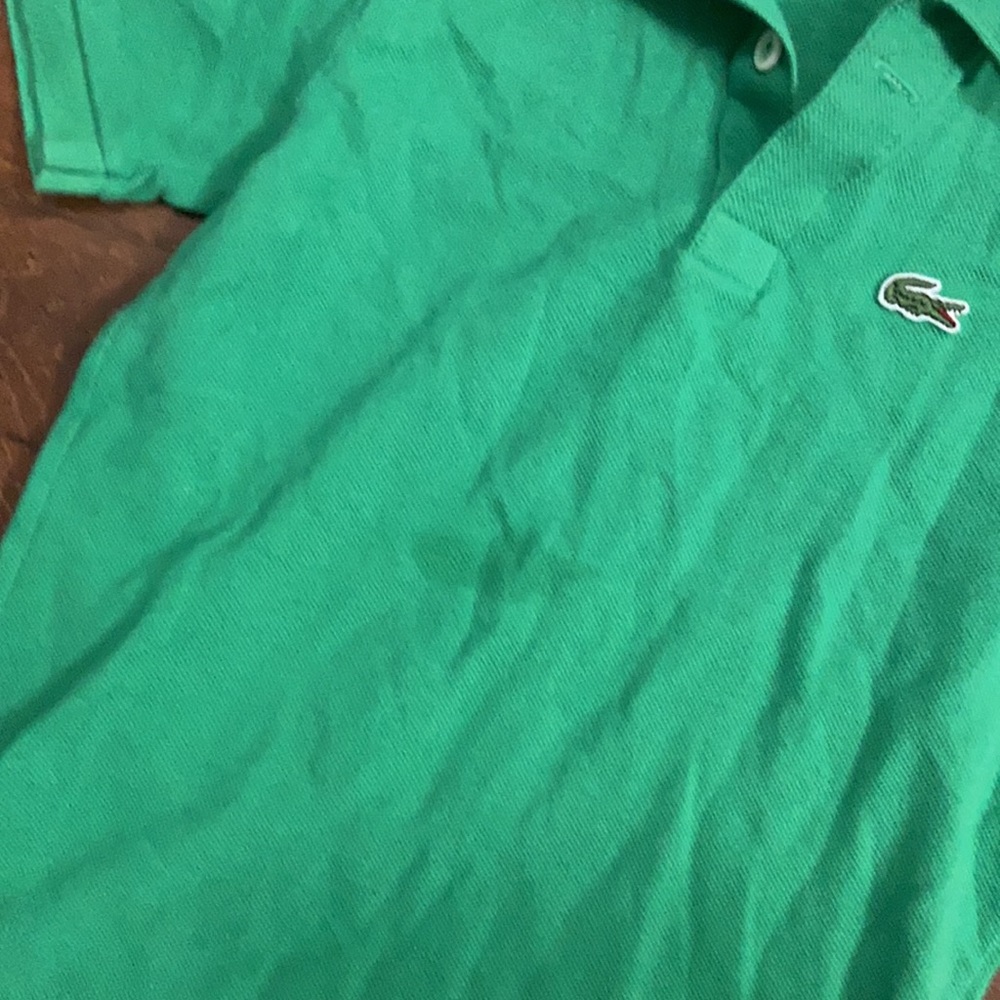 LACOSTE Green Pique Polo shirt top BOYS SZ 8 - Picture 2 of 5